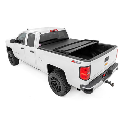 ROUGH COUNTRY Soft Tri-Fold Bed Cover | 6'7" Bed | Chevy/GMC 1500/2500HD/3500HD (14-19 & Classic) | 41214650A
