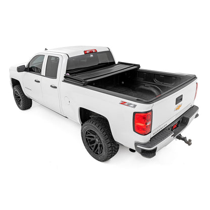 ROUGH COUNTRY Soft Tri-Fold Bed Cover | 6'7" Bed | Chevy/GMC 1500/2500HD/3500HD (14-19 & Classic) | 41214650A