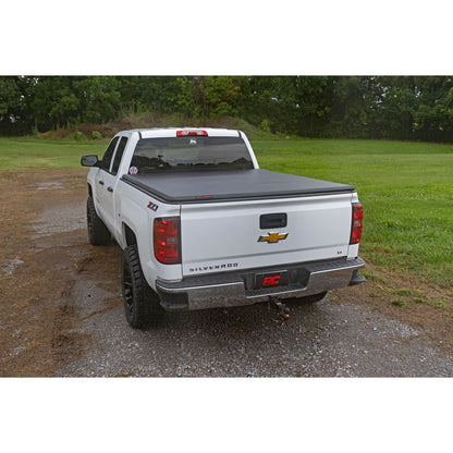 ROUGH COUNTRY Soft Tri-Fold Bed Cover | 6'7" Bed | Chevy/GMC 1500/2500HD/3500HD (14-19 & Classic) | 41214650A