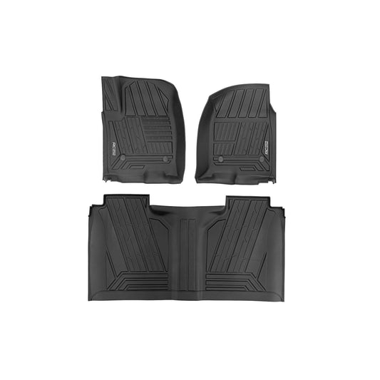 ROUGH COUNTRY Flex-Fit Floor Mats | FR & RR | FR Bucket | Crew | Chevy/GMC 1500/2500HD/3500HD (19-26 & Classic) | FF-21612