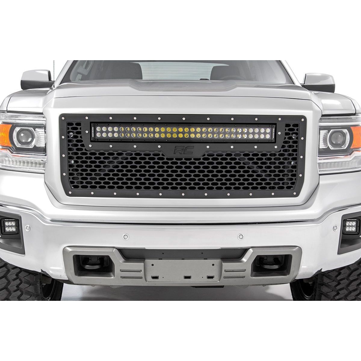 ROUGH COUNTRY Mesh Grille | 30" Dual Row LED | Black | GMC Sierra 1500 2WD/4WD (2014-2015) | 70190