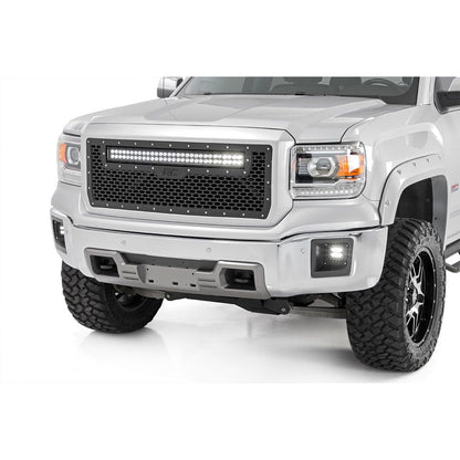ROUGH COUNTRY Mesh Grille | 30" Dual Row LED | Black | GMC Sierra 1500 2WD/4WD (2014-2015) | 70190