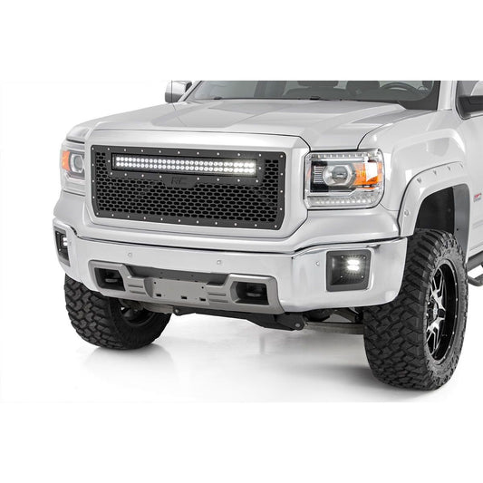 ROUGH COUNTRY Mesh Grille | 30" Dual Row LED | Black | GMC Sierra 1500 2WD/4WD (2014-2015) | 70190