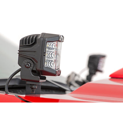 ROUGH COUNTRY LED Light Kit | Ditch Mount | 2" Black Pair | Amber DRL | Chevy Silverado 1500 (19-24) | 70844