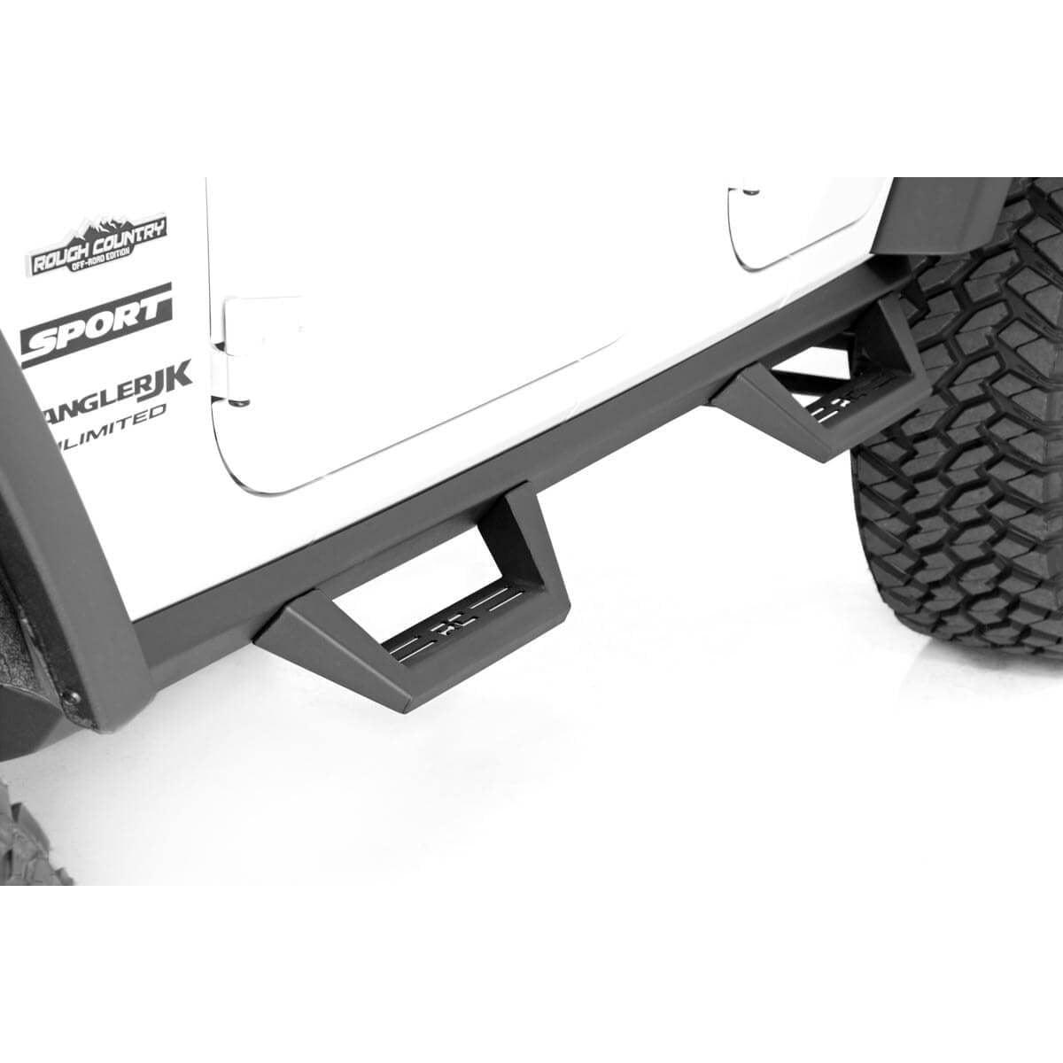 ROUGH COUNTRY Contoured Drop Steps | 4 Door | Jeep Wrangler Unlimited 2WD/4WD (2007-2018) | 90765B