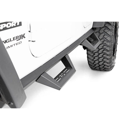 ROUGH COUNTRY Contoured Drop Steps | 4 Door | Jeep Wrangler Unlimited 2WD/4WD (2007-2018) | 90765B