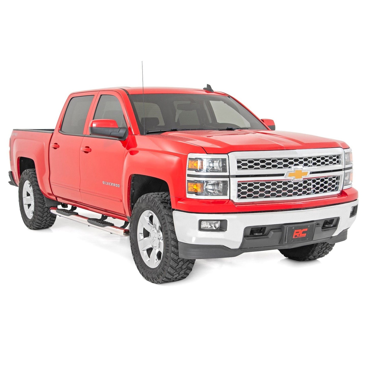 ROUGH COUNTRY Oval Nerf Steps | Stainless | Crew Cab | DEF Tank | Chevy/GMC 1500/2500HD/3500HD (07-19 & Classic) | 21001S