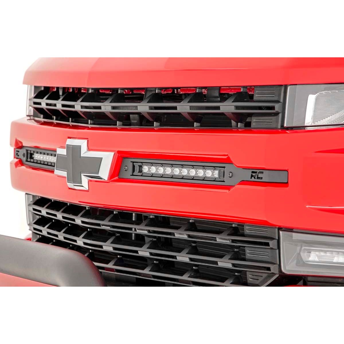 ROUGH COUNTRY LED Light Kit | Grille Mount | 10" Black Slimline Pair | Chevy Silverado 1500 (19-22) | 70817
