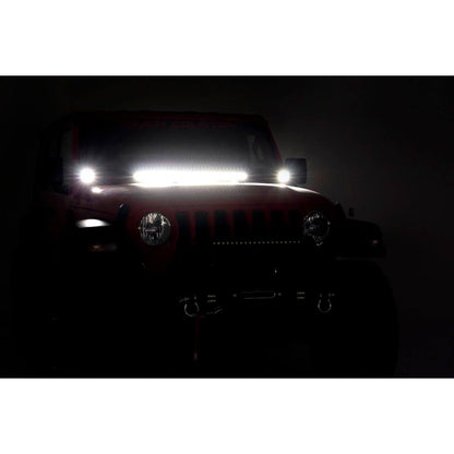 ROUGH COUNTRY LED Light Kit | Hinge Mount | 2" Black Pair | Amber DRL | Jeep Gladiator JT/Wrangler JL (18-25) | 70052DRLA