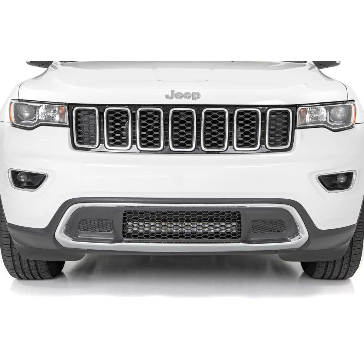 ROUGH COUNTRY LED Light Kit | Bumper Mount | 20" Chrome Dual Row | Amber DRL | Jeep Grand Cherokee WK2 (11-20) | 70776