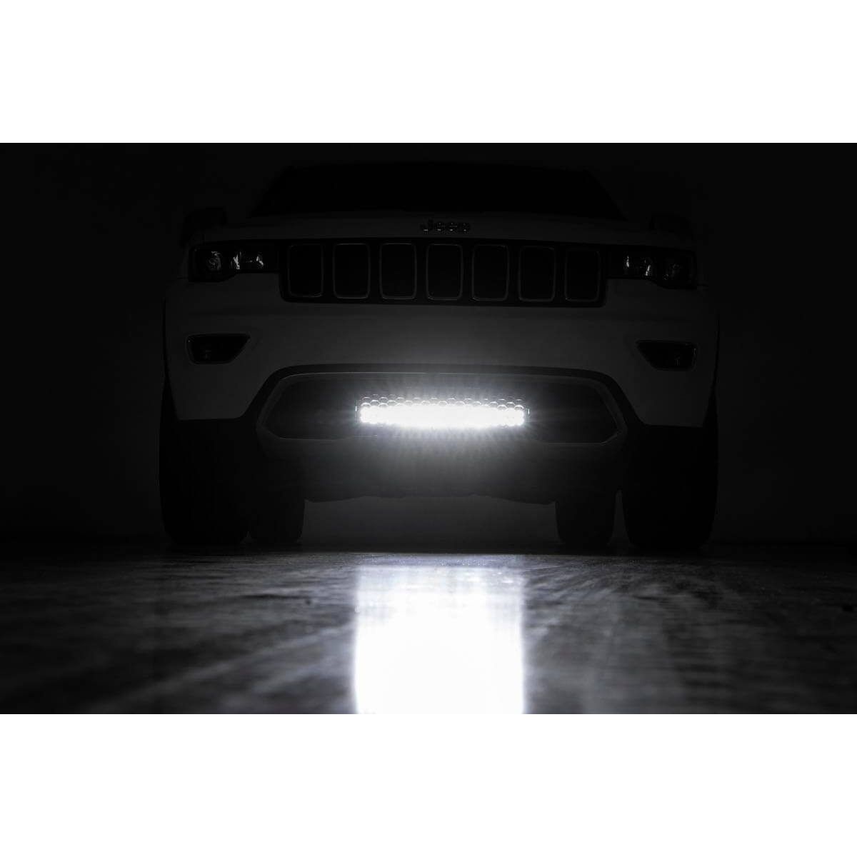 ROUGH COUNTRY LED Light Kit | Bumper Mount | 20" Chrome Dual Row | Amber DRL | Jeep Grand Cherokee WK2 (11-20) | 70776