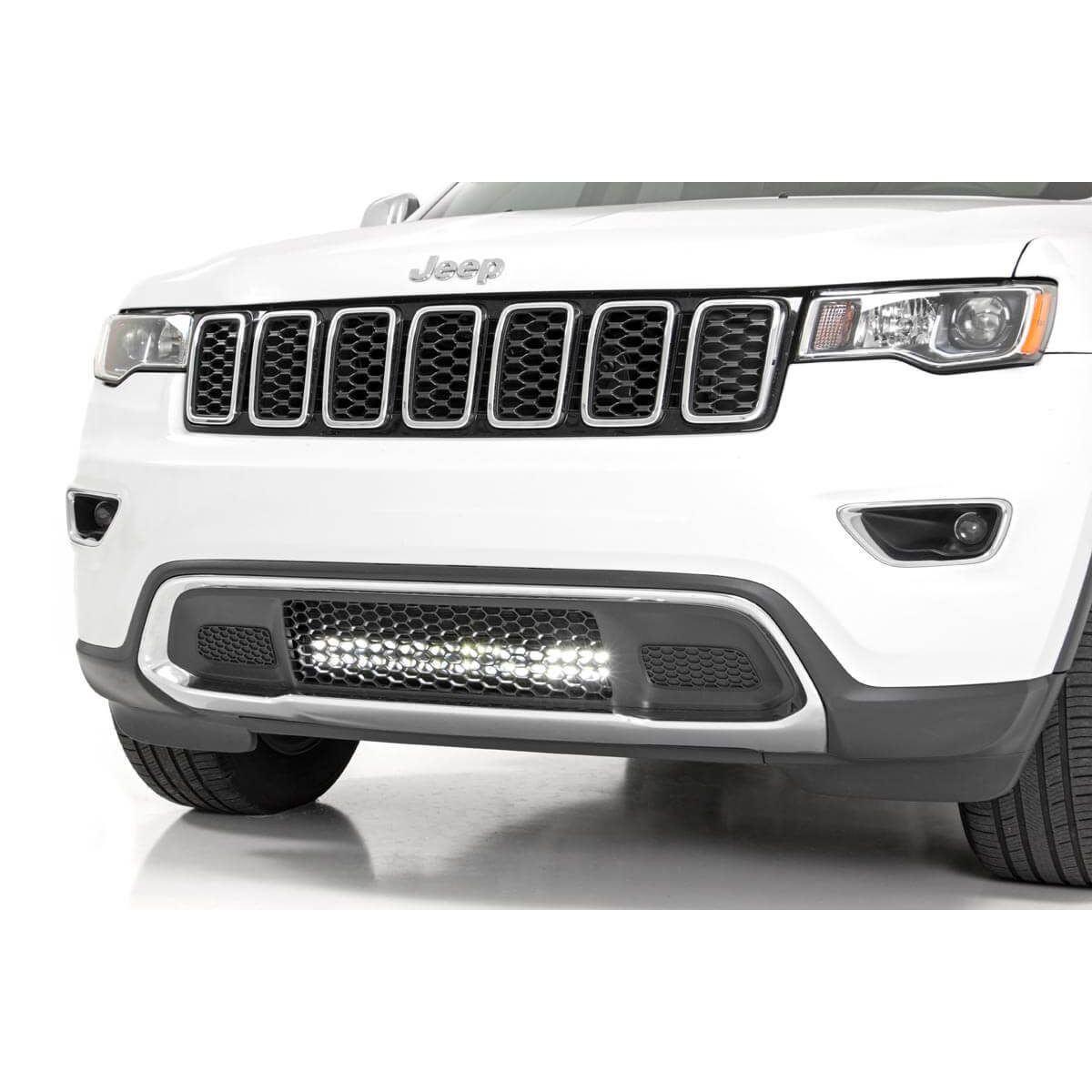 ROUGH COUNTRY LED Light Kit | Bumper Mount | 20" Chrome Dual Row | Amber DRL | Jeep Grand Cherokee WK2 (11-20) | 70776