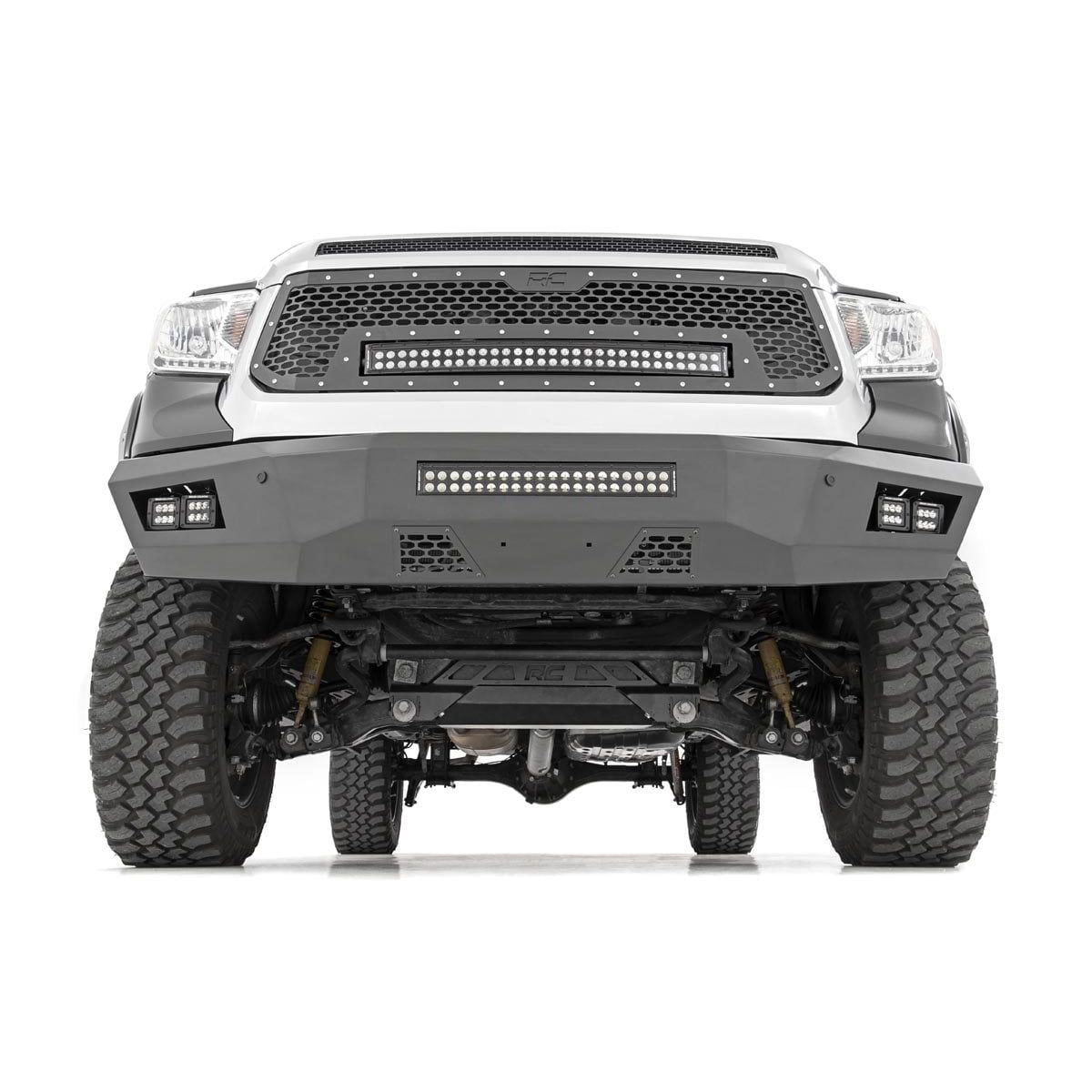 ROUGH COUNTRY Mesh Grille | 30" Dual Row LED | Black | White DRL | Toyota Tundra (14-17) | 70225