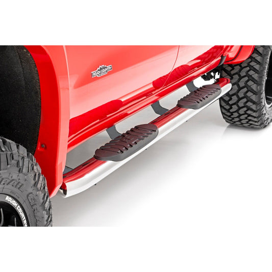 ROUGH COUNTRY Oval Nerf Steps | Stainless | Crew Cab | Chevy/GMC 1500/2500HD/3500HD (19-26 & Refresh) | 21002S