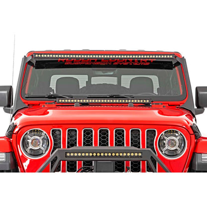 ROUGH COUNTRY LED Light Kit | Windshield | 50" BLK Single Row | WHT DRL | Jeep Gladiator JT/Wrangler JL (18-25) | 70066