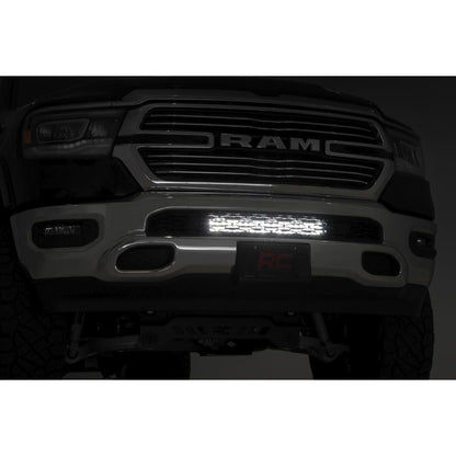 ROUGH COUNTRY LED Light Kit | Bumper Mount | 20" Chrome Dual Row | Amber DRL | Ram 1500 (19-24) | 70781