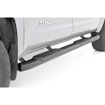 ROUGH COUNTRY Oval Nerf Step | Crew Cab | Black | Toyota Tundra 2WD/4WD (2007-2021) | 21009