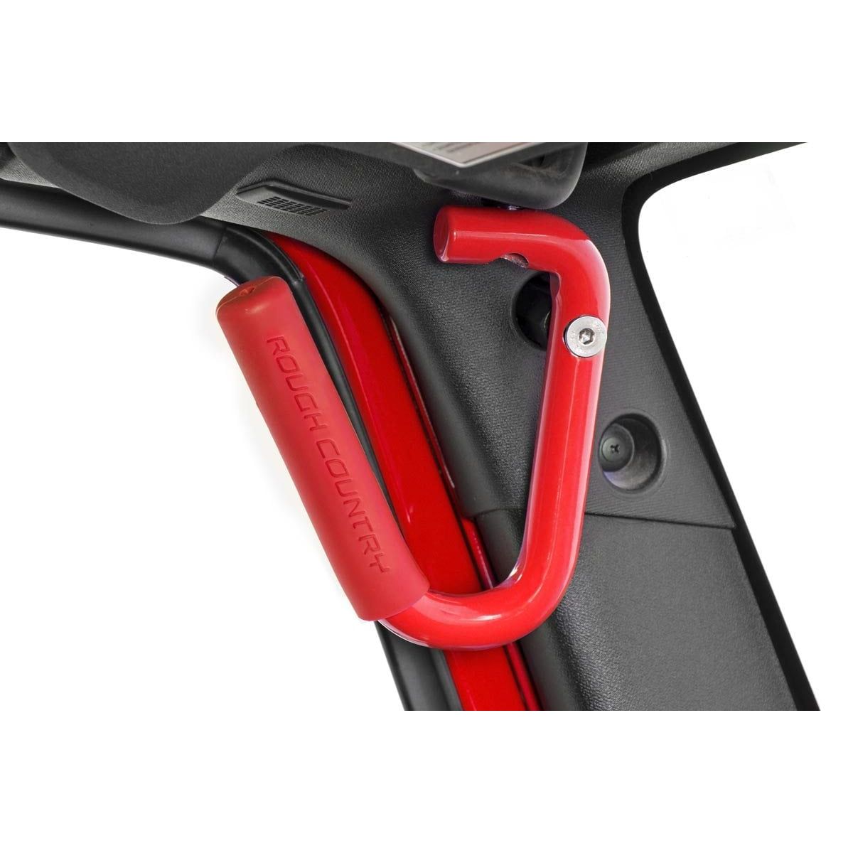 ROUGH COUNTRY Grab Handles | Steel | FR & RR | Red | Jeep Wrangler JK/Wrangler Unlimited (07-18) | 6503RED
