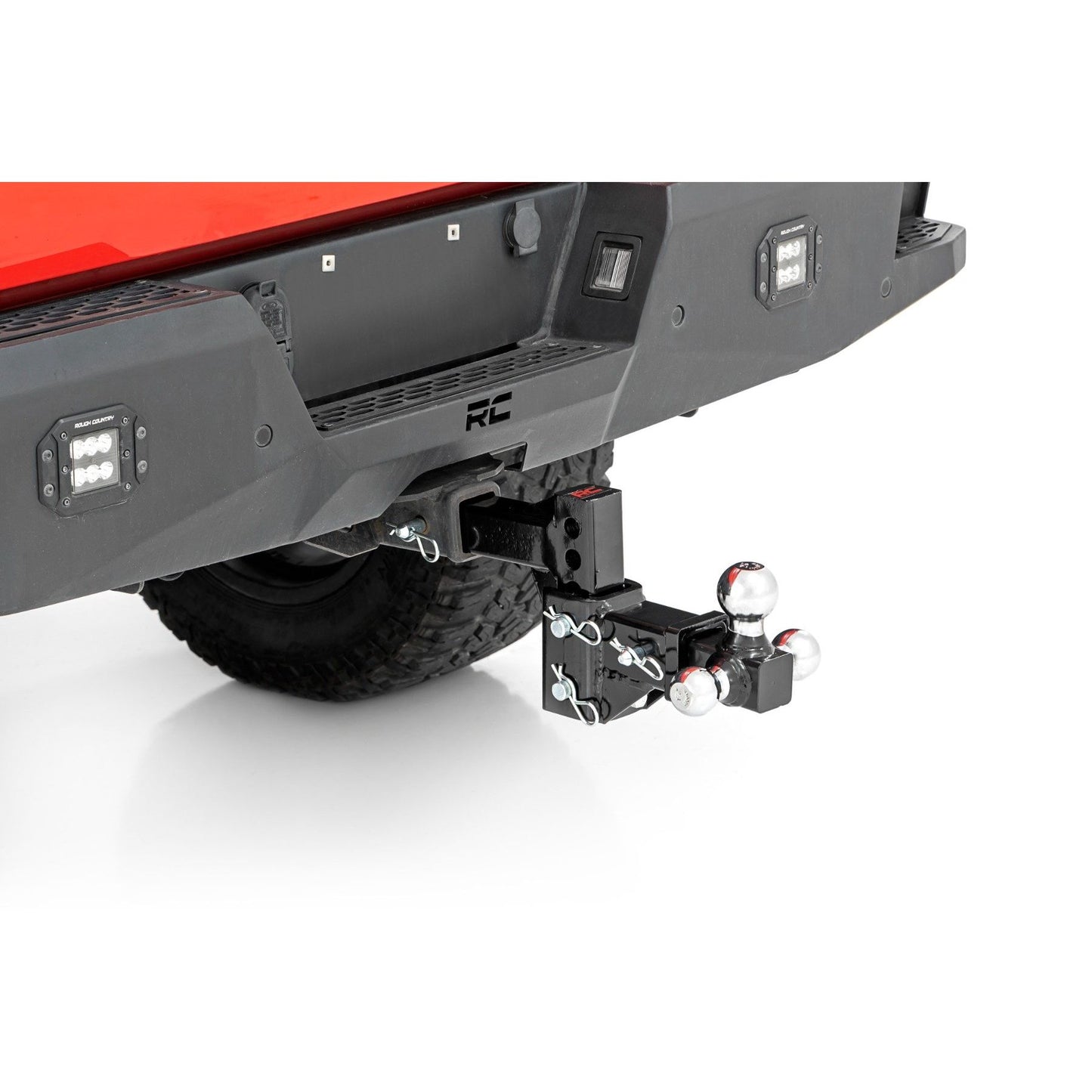 ROUGH COUNTRY Adjustable Trailer Hitch | 6 Inch Drop | Multi-Ball Mount | Fits 2 Inch Receiver | 99100