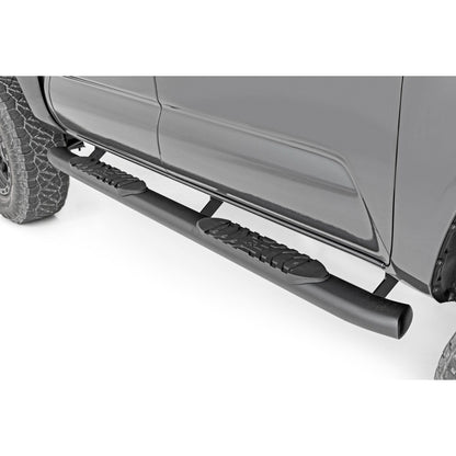 ROUGH COUNTRY Oval Nerf Step | Double Cab | Black | Toyota Tacoma 2WD/4WD (2005-2023) | 21008