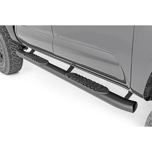 ROUGH COUNTRY Oval Nerf Step | Double Cab | Black | Toyota Tacoma 2WD/4WD (2005-2023) | 21008