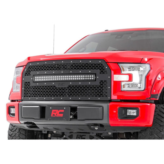ROUGH COUNTRY Mesh Grille | 30" Dual Row LED | Black | Ford F-150 2WD/4WD (2015-2017) | 70193