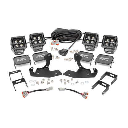 ROUGH COUNTRY LED Light Kit | Fog Mount | 2" Black Pair | Amber DRL | Chevy Silverado 2500 HD/3500 HD (11-14) | 70628DRLA