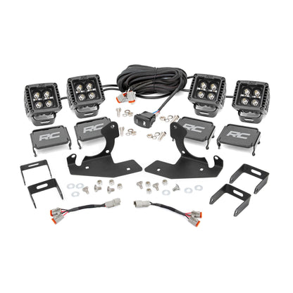 ROUGH COUNTRY LED Light Kit | Fog Mount | 2" Black Pair | White DRL | Chevy Silverado 2500 HD/3500 HD (11-14) | 70628DRL