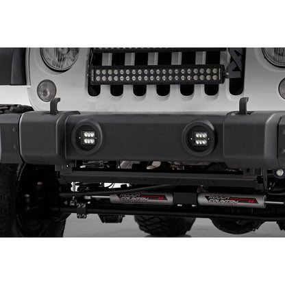 ROUGH COUNTRY LED Light Kit | Fog Mount | 2" Black Pair | Jeep Wrangler JK/Wrangler Unlimited (10-18) | 70630