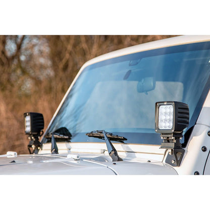 ROUGH COUNTRY Light Mounts | Lower Windshield | Jeep Wrangler JK/Wrangler Unlimited  (07-18) | 6004