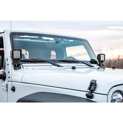 ROUGH COUNTRY Light Mounts | Lower Windshield | Jeep Wrangler JK/Wrangler Unlimited  (07-18) | 6004