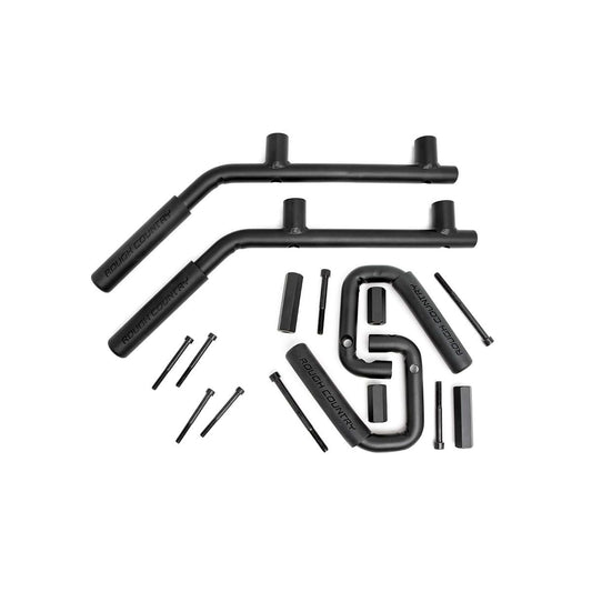 ROUGH COUNTRY Grab Handles | Steel | FR & RR | Black | Jeep Wrangler JK/Wrangler Unlimited (07-18) | 6503