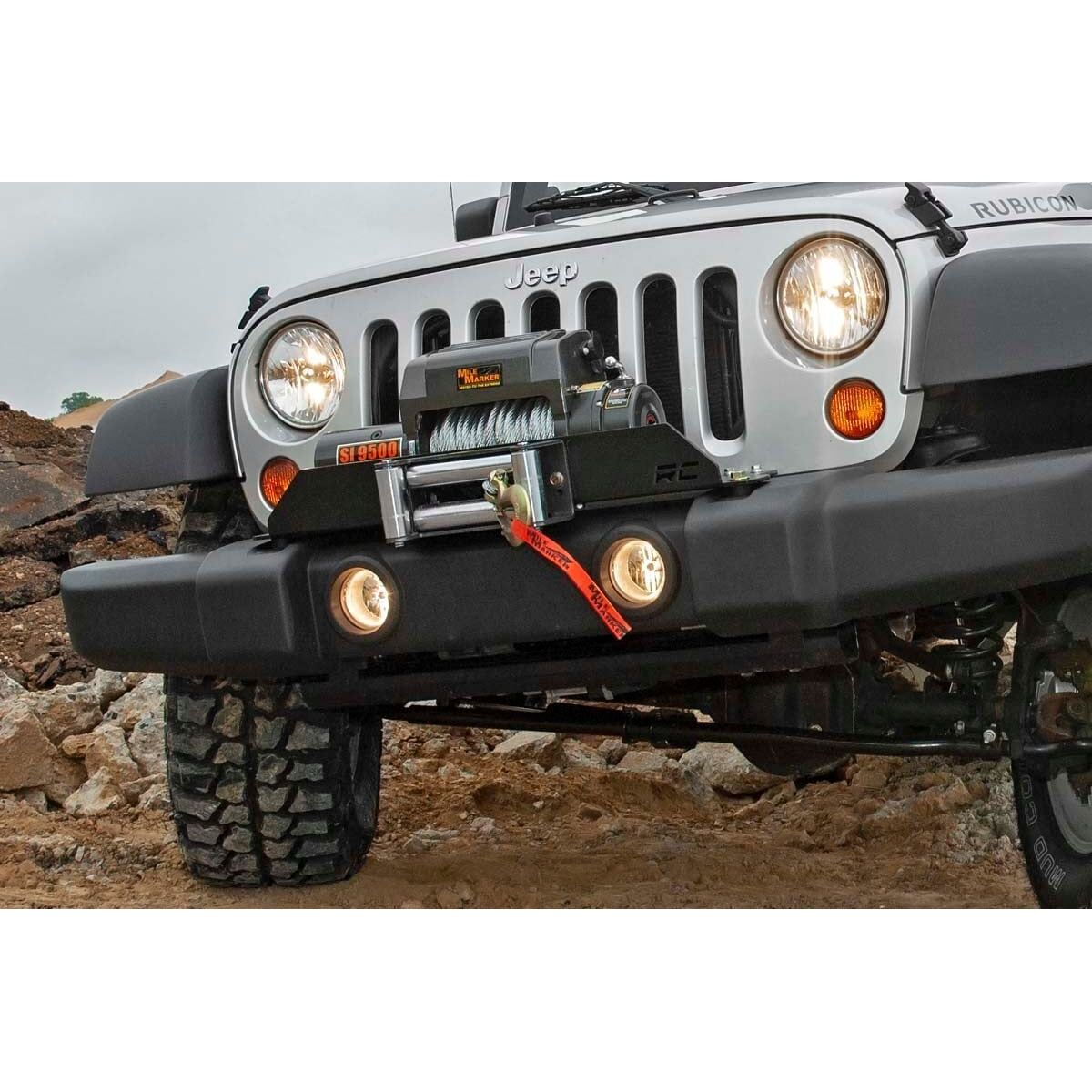 ROUGH COUNTRY Winch Mount Plate | Factory Bmpr | D-Rings | Jeep Wrangler JK/Wrangler Unlimited (07-18) | 1173