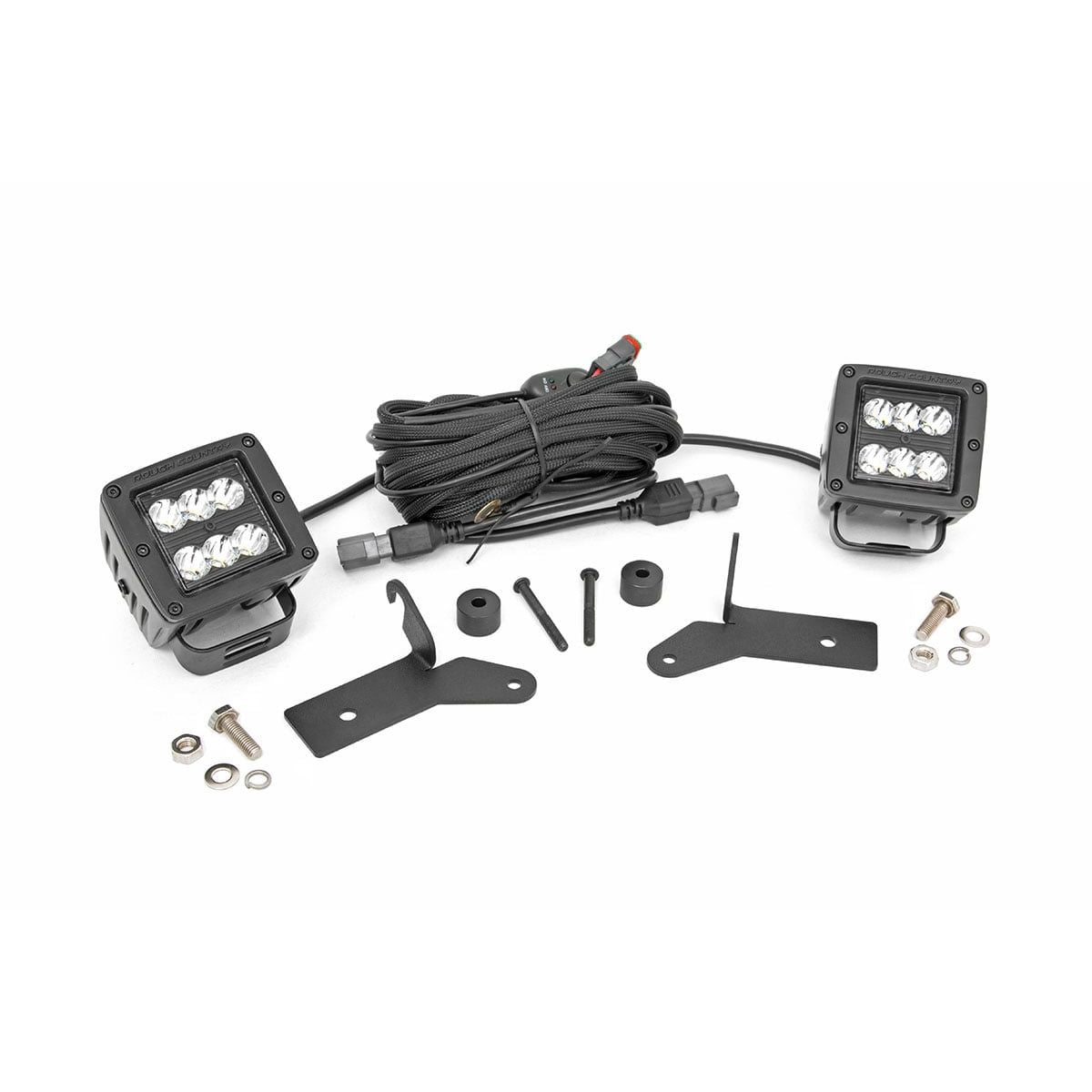 ROUGH COUNTRY LED Light Kit | Hinge Mount | 2" Black Pair | Jeep Gladiator JT/Wrangler JL (18-25) | 70052