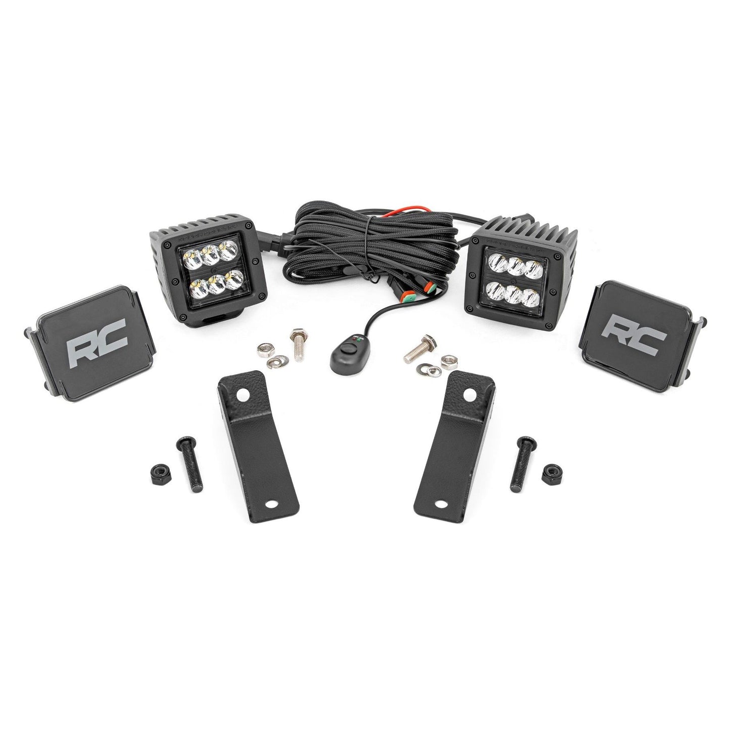 ROUGH COUNTRY LED Light Kit | Rear Mount | 2" Black Pair | Spot | Can-Am Maverick Sport 1000R  | 97081