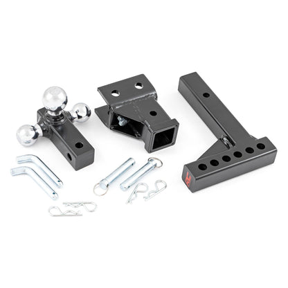 ROUGH COUNTRY Adjustable Trailer Hitch | 6 Inch Drop | Multi-Ball Mount | Fits 2 Inch Receiver | 99100