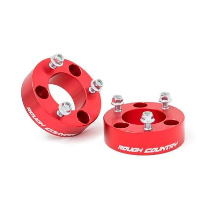 ROUGH COUNTRY 2.5 Inch Leveling Kit | Red Spacers | Nissan Frontier (05-25)/Xterra (05-15)  | 865RED