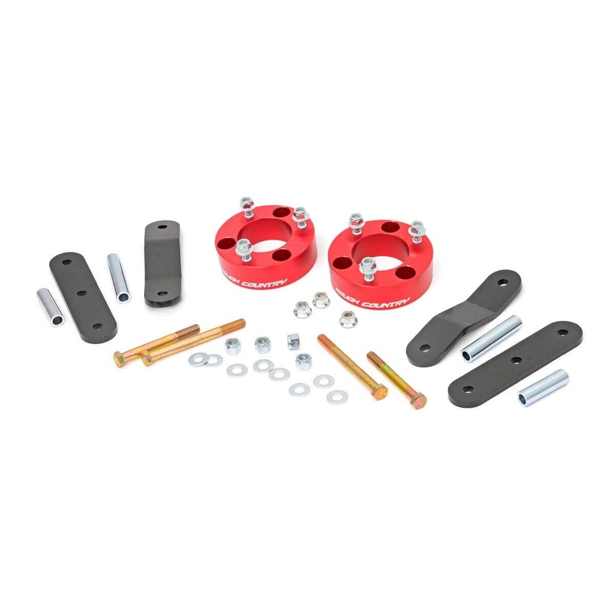 ROUGH COUNTRY 2.5 Inch Leveling Kit | Red Spacers | Nissan Frontier (05-25)/Xterra (05-15)  | 867RED