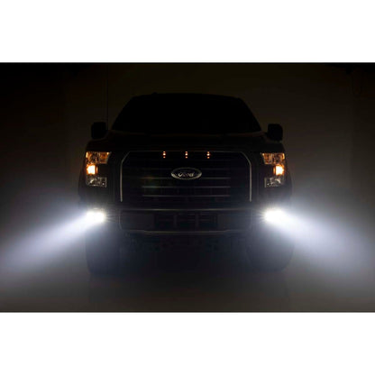 ROUGH COUNTRY LED Light Kit | Fog Mount | Dual 2" Black Pairs | SAE | Ford F-150 (15-17) | 70831