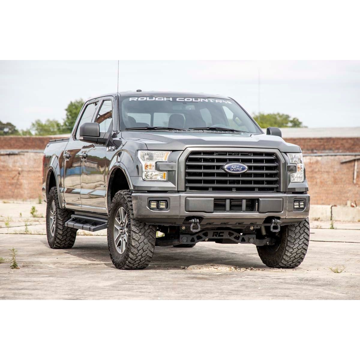 ROUGH COUNTRY LED Light Kit | Fog Mount | Dual 2" Black Pairs | SAE | Ford F-150 (15-17) | 70831