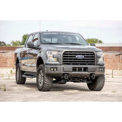 ROUGH COUNTRY LED Light Kit | Fog Mount | Dual 2" Black Pairs | SAE | Ford F-150 (15-17) | 70831