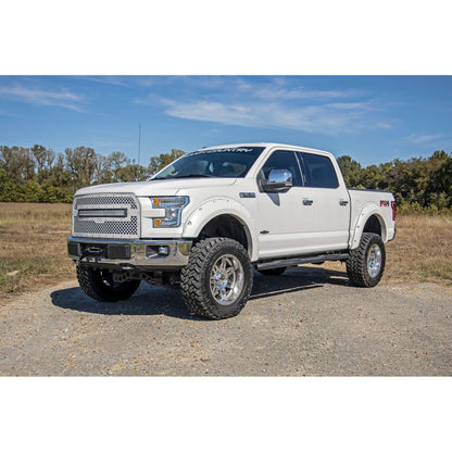 ROUGH COUNTRY Oval Nerf Step | Crew Cab | Black | Ford F-150/Lightning/F-250/F-350/Raptor (15-25) | 21005