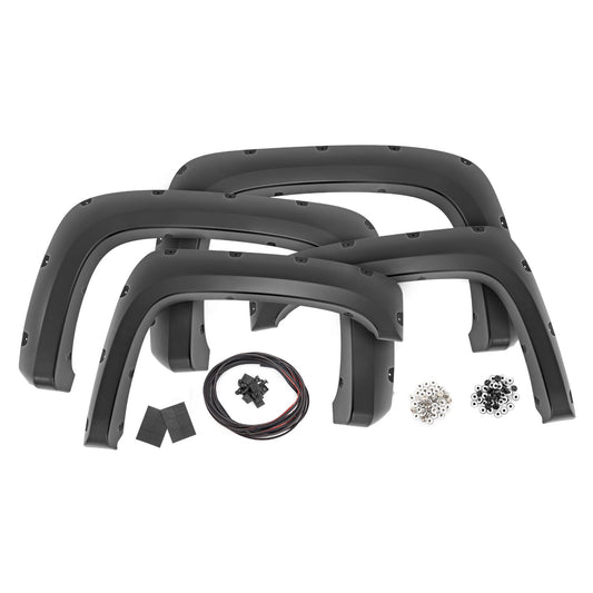 ROUGH COUNTRY Pocket Fender Flares | 6'7" & 8' Bed | GAN Silver | Chevy Silverado 1500/2500HD/3500HD (07-14) | F-C10714B-GAN