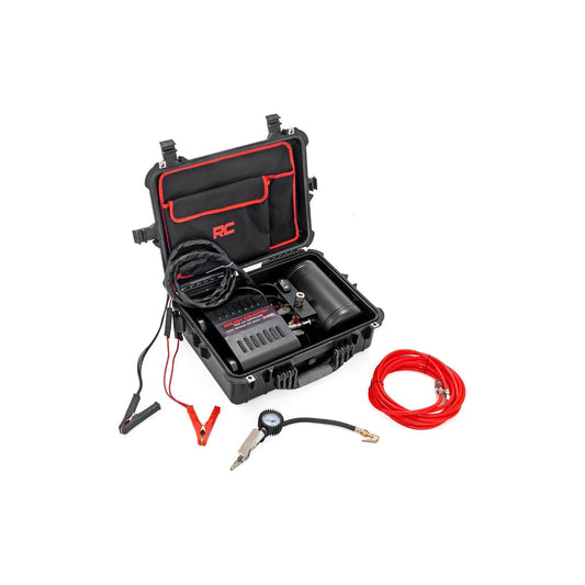 Rough Country 12 Volt 150PSI 6.16 CFM Portable Twin Motor Air Compressor w/Carry Case I RS208A