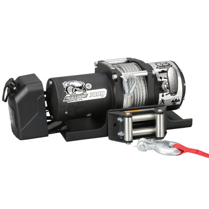 BULLDOG WINCH 7800LB TRAILER WINCH, 47.6FT WIRE ROPE, ROLLER FRLD, MNT PLATE, LOW PROFILE 10031