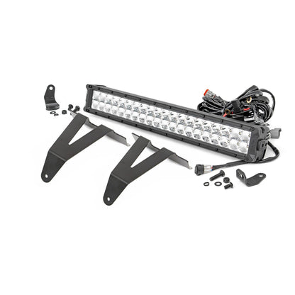 ROUGH COUNTRY LED Light Kit | Bumper Mount | 20" Chrome Dual Row | Amber DRL | Ram 1500 (19-24) | 70781