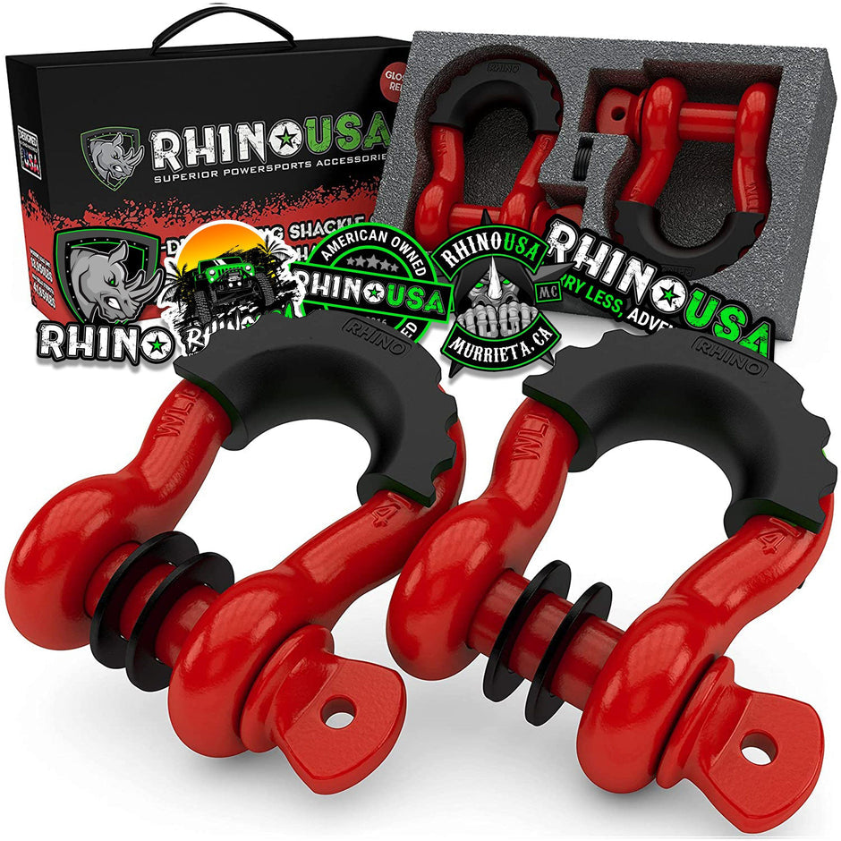 3/4 D-RING SHACKLE SET (2-PACL) RED RHURNO-RED-SHACKLES