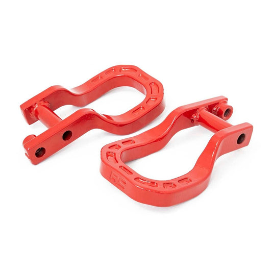 ROUGH COUNTRY Tow Hooks | Forged | Red | Chevy Silverado 1500 2WD/4WD (2019-2025 & Classic) | RS132