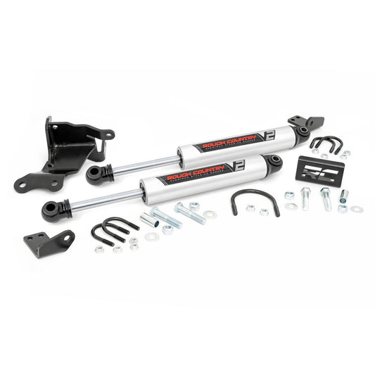 ROUGH COUNTRY V2 Steering Stabilizer | Dual | 2.5-8 Inch Lift | Jeep Gladiator JT/Wrangler JL (18-25) | 8730470