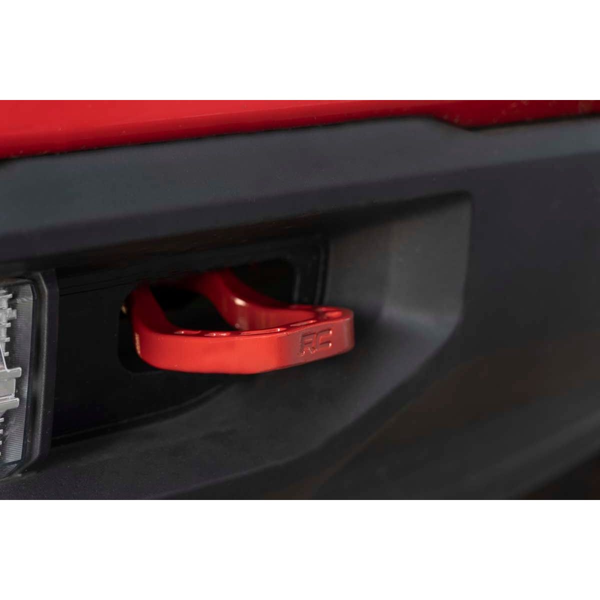 ROUGH COUNTRY Tow Hooks | Forged | Red | Chevy Silverado 1500 2WD/4WD (2019-2025 & Classic) | RS132